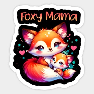 Foxy Mama Mother Daughter Fox Kit Cute Saying Mother'S Day Sticker